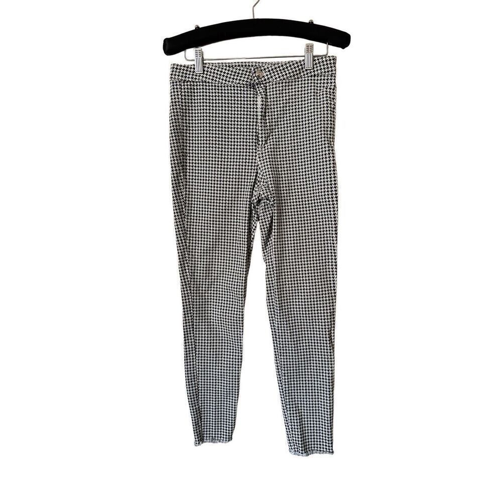 H&M DIVIDED Black White Houndstooth High Waist Super Skinny Ankle Jeans Size 8